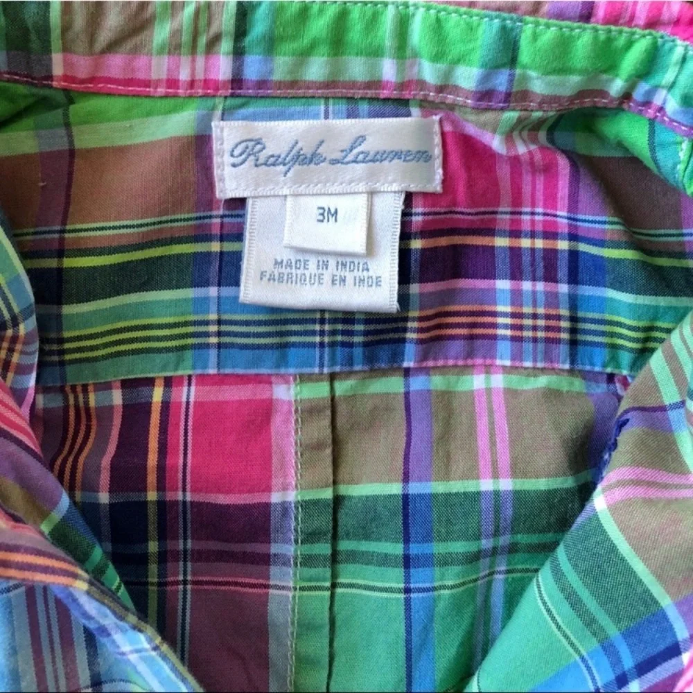 Ralph Lauren Plaid Poplin Romper Baby Boy